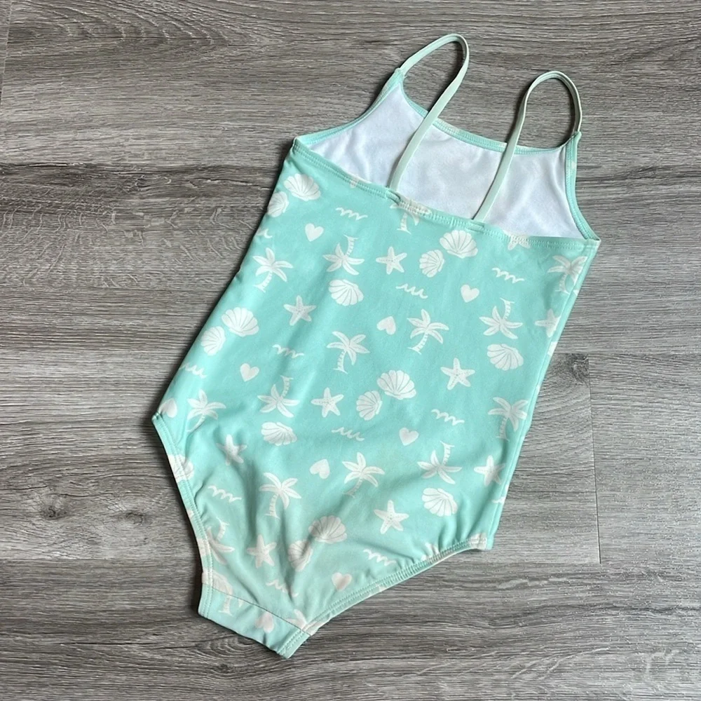 H&M green beach print one piece toddler/girls swimsuit